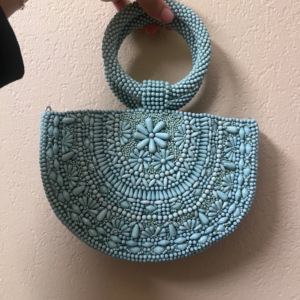 Blue beaded bag